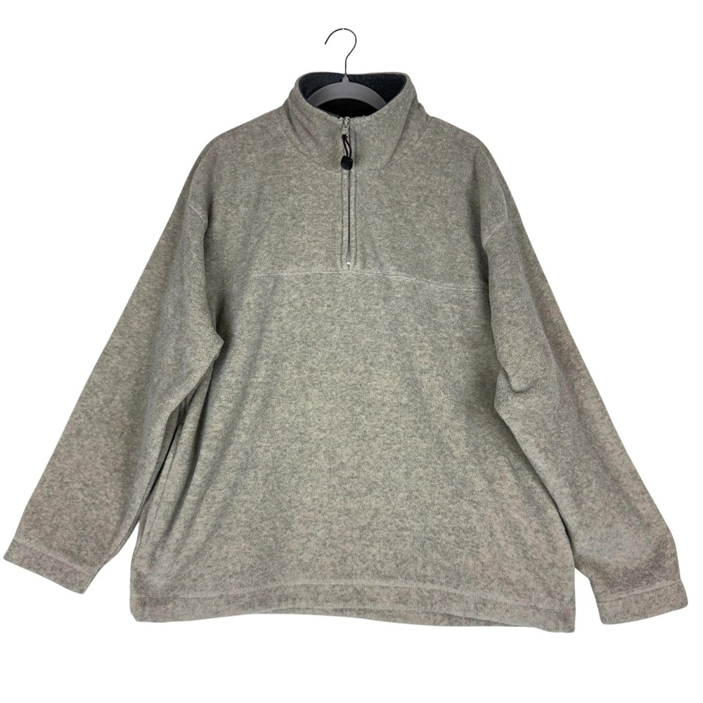 St.‎ John's Bay Sweatshirt Mens Large Gray 1/4 Zip Fleece Mock Neck Pullover